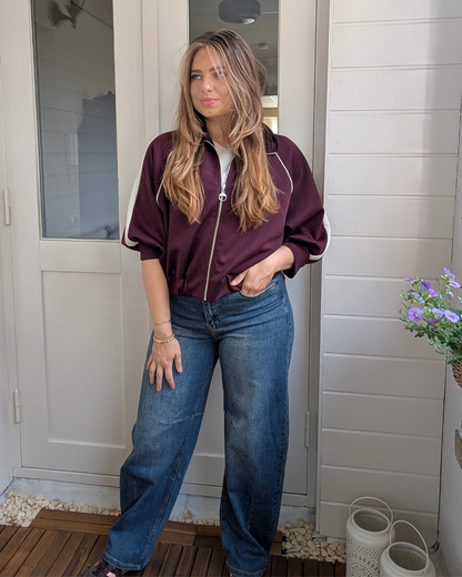 Jace Sporty Jersey Jacket - Burgundy