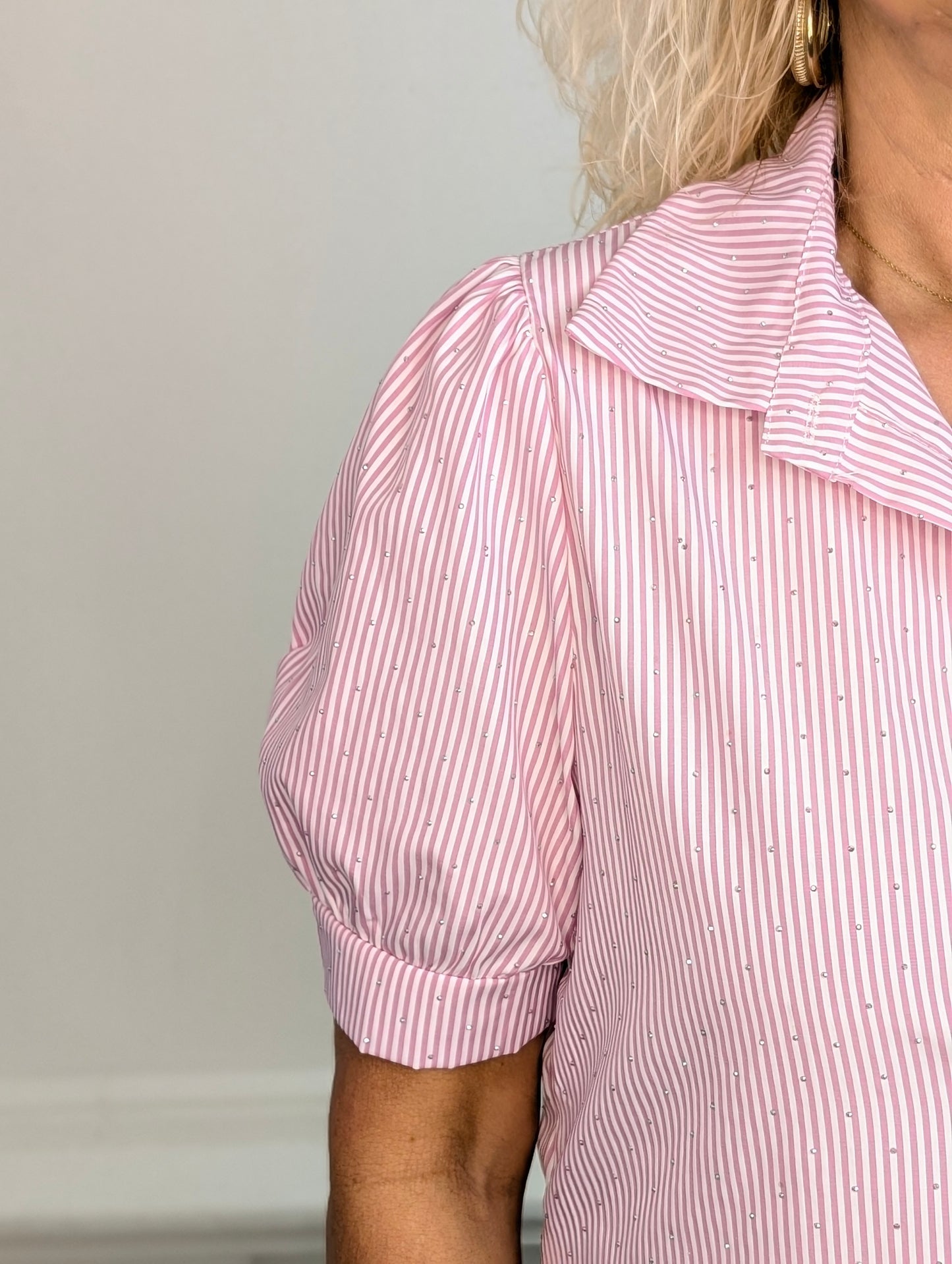 Shimmer & Stripes Blouse - Roze