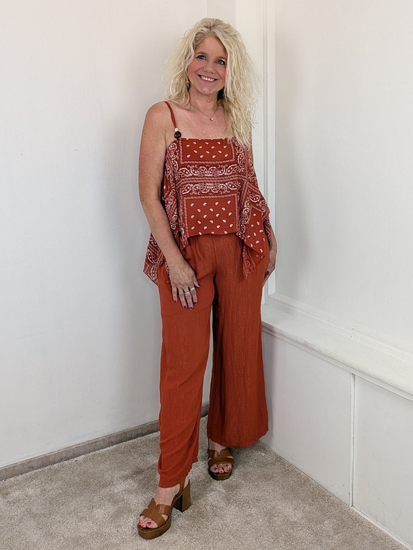 Paisley boho top - Brique