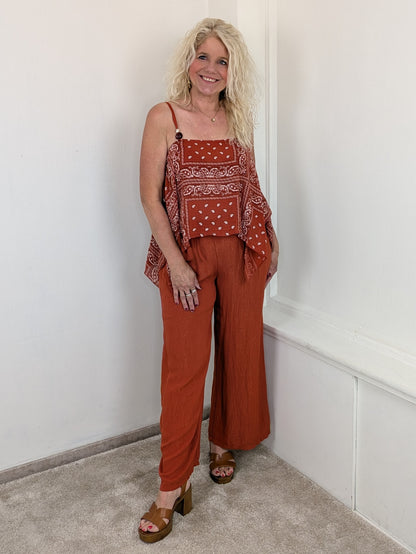 Paisley boho top - Brique