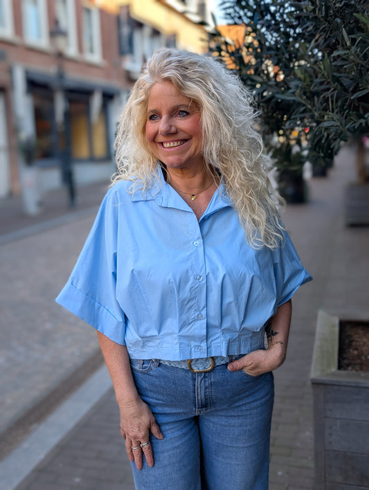 Lou korte blouse - Blauw