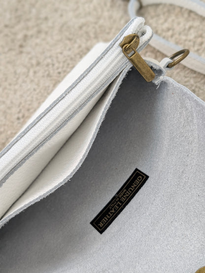 Leren envelop tasje Senna - Wit