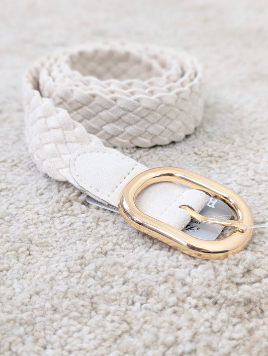 Gevlochten riem suède look - Ecru