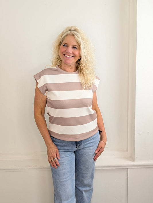 Striped top Sunset - Taupe/Ecru
