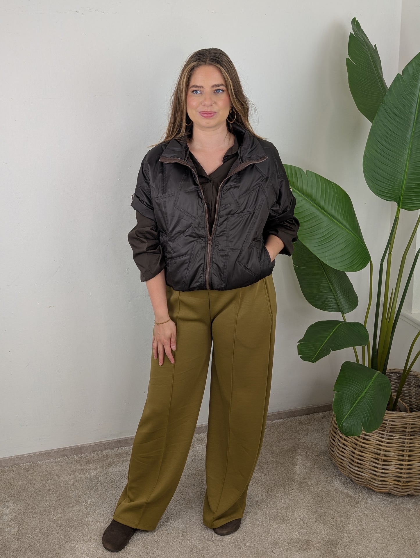 Sophie doorgestikte bodywarmer - Bruin