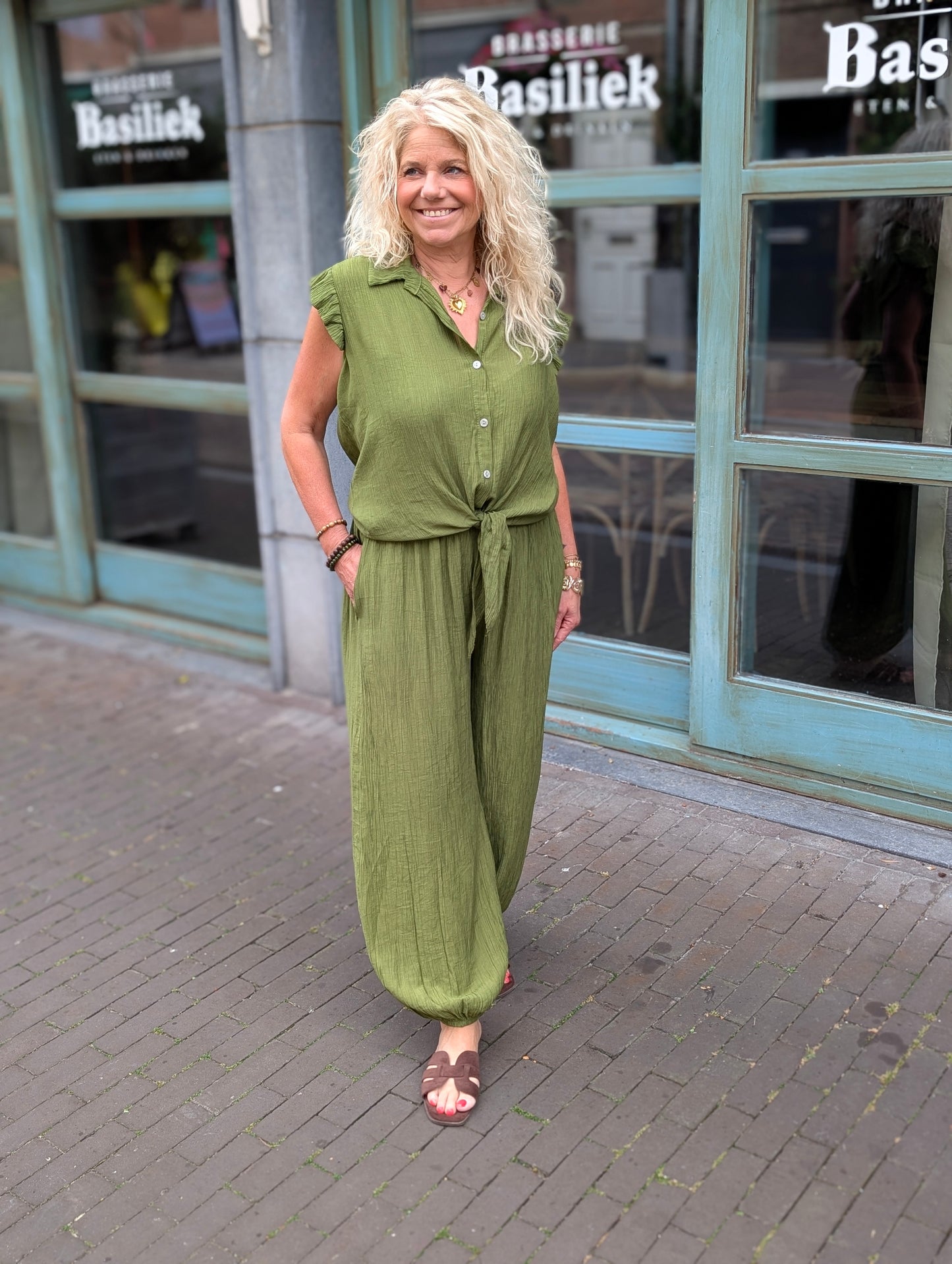 Set Meggy top+broek - Pistache