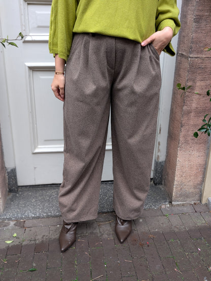 Tailo barrel ruitjes pantalon - Bruin / ecru