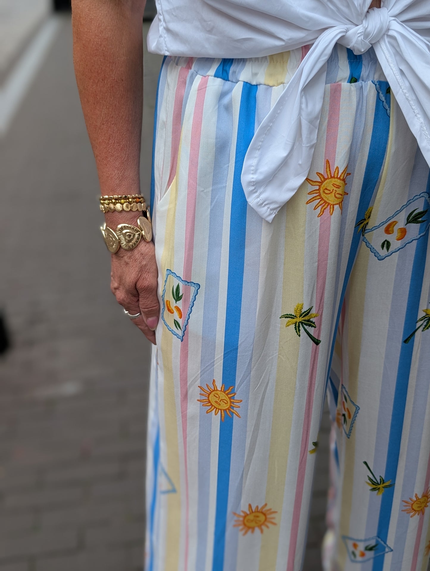 Zomer strepen broek - Blauw mix