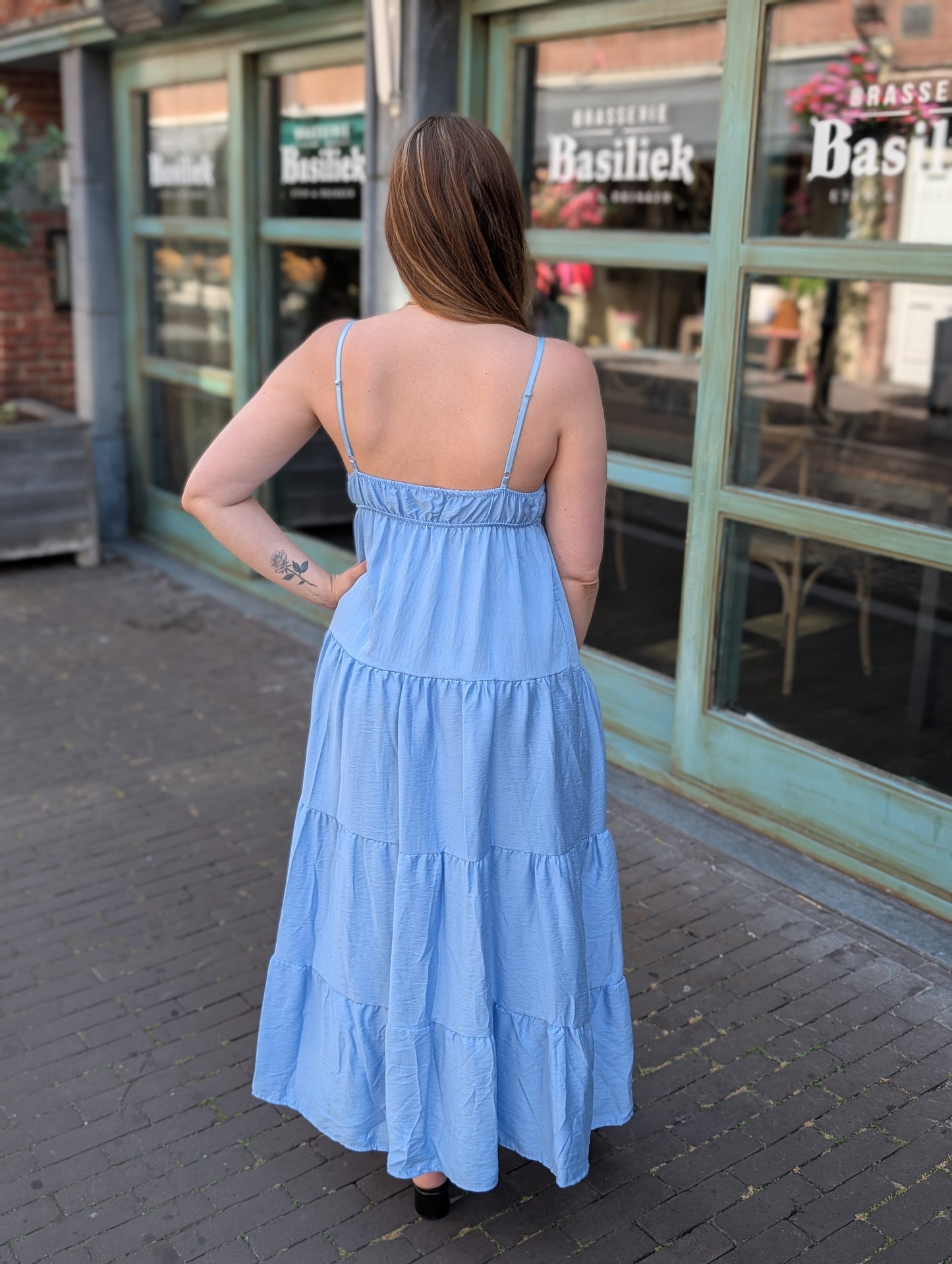 Bailey jurk met broche - Licht blauw