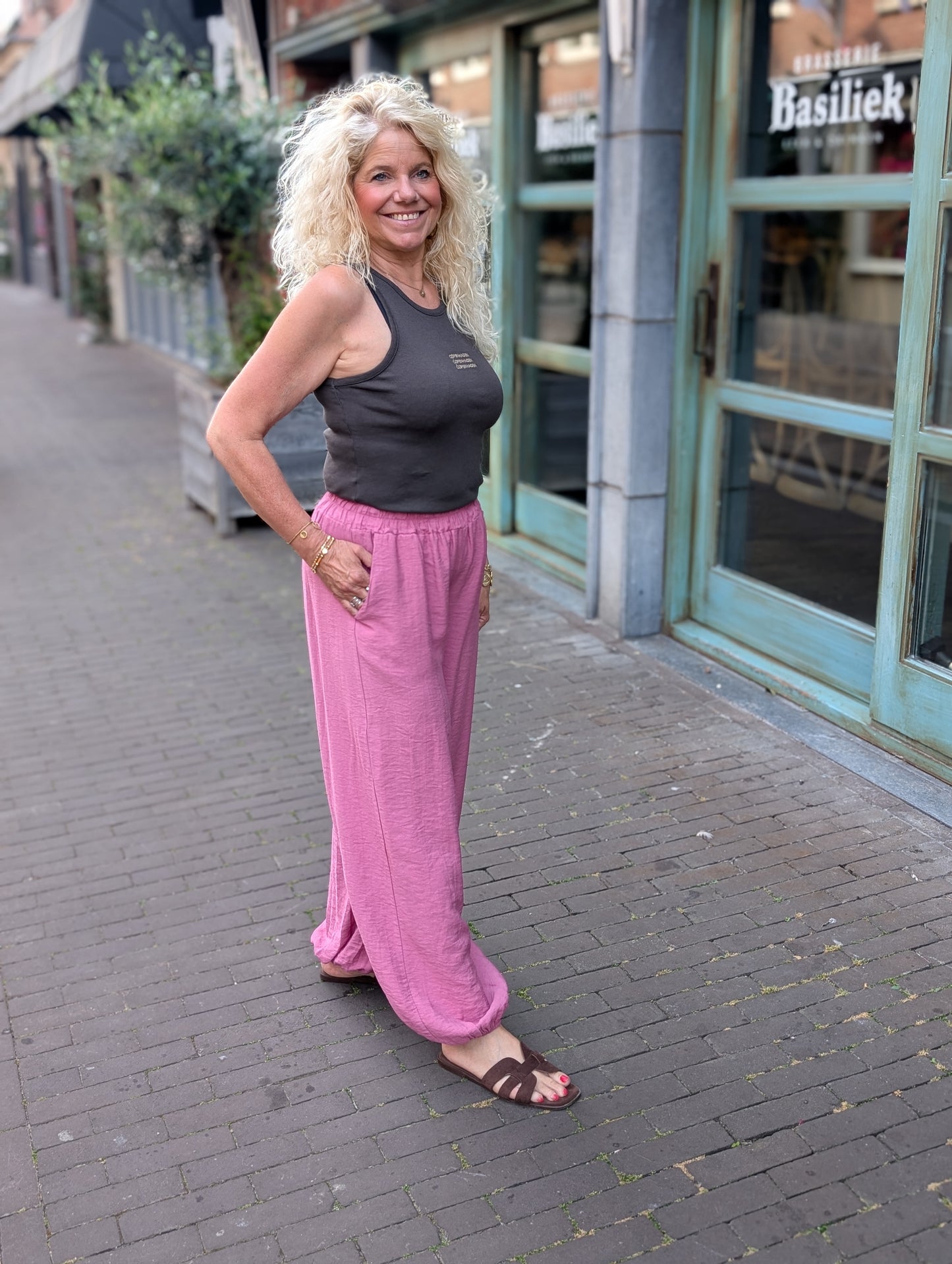 Viscose ballon broek Amy - Oud roze