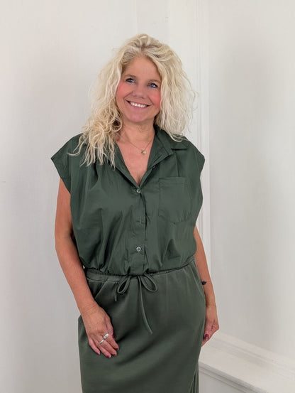 Katoenen blouse Veerle - Army groen