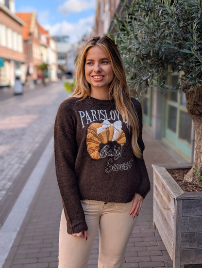 Paris loves trui - Bruin