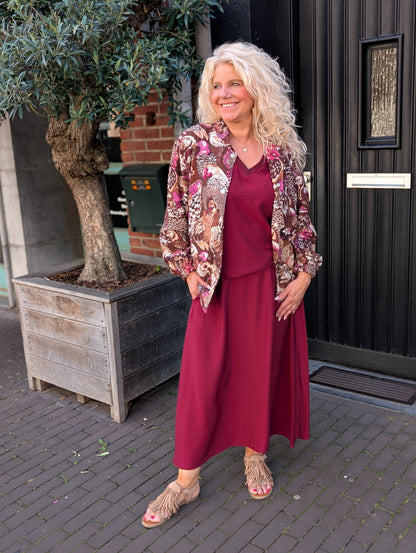 Olivia rok met zakken - Bordeaux rood