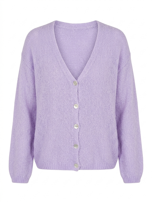 Soft Touch V-Neck Cardigan - Lila