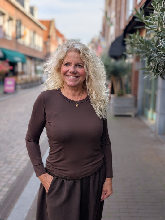 Fay basis shirt met lange mouwen - Bruin