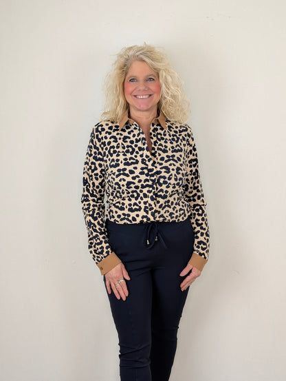 Mi Piace Karin blouse - Sand/ mocca leopard print