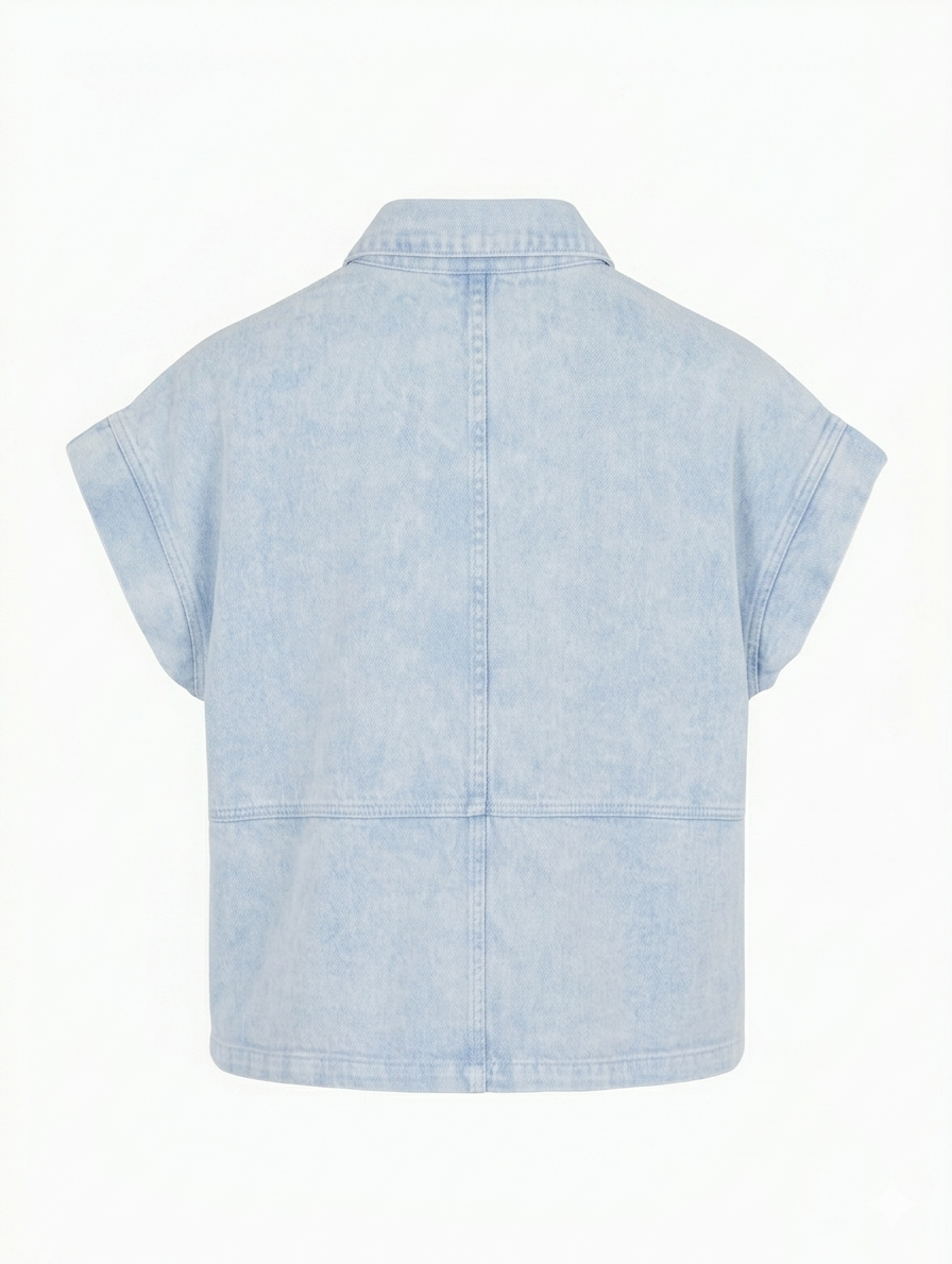 Lila-Rose Denim Gilet – Sky Blue Embroidery
