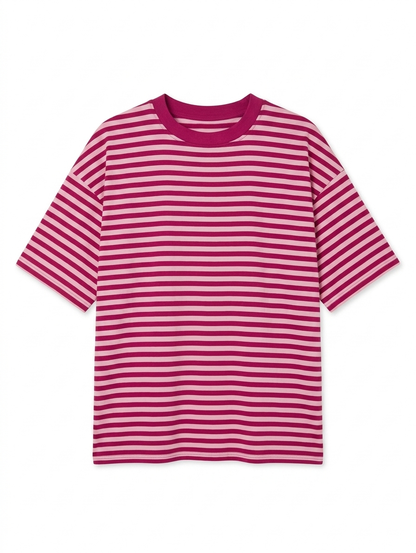 Gestreept shirt Isa - Lichtroze/Roze