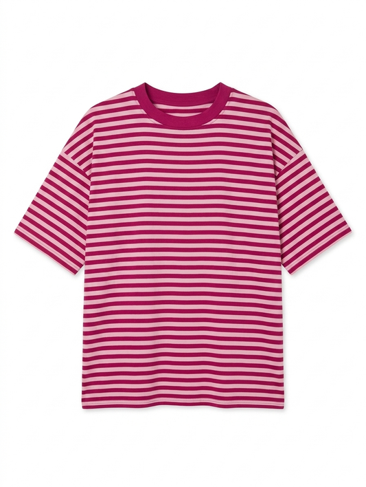 Gestreept shirt Isa - Lichtroze/Roze
