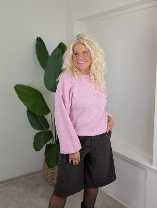 Sandra trui met elastiek onderin - Roze