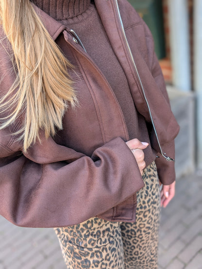 Suede jasje Dianne - Bruin