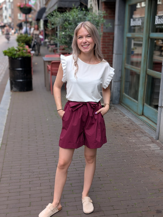 Katoenen paperbag Short - Bordeaux