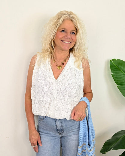 Pure Summer Shell lace top - Wit