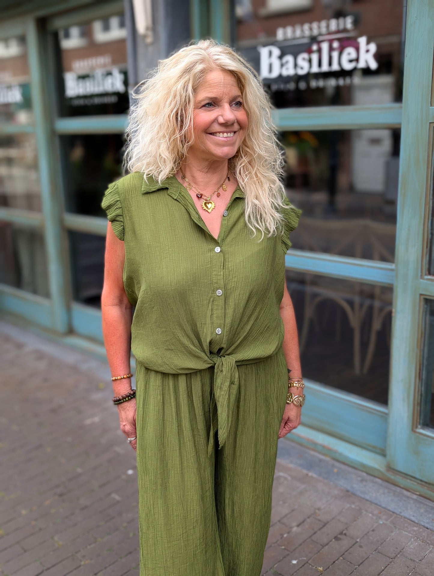 Set Meggy top+broek - Pistache