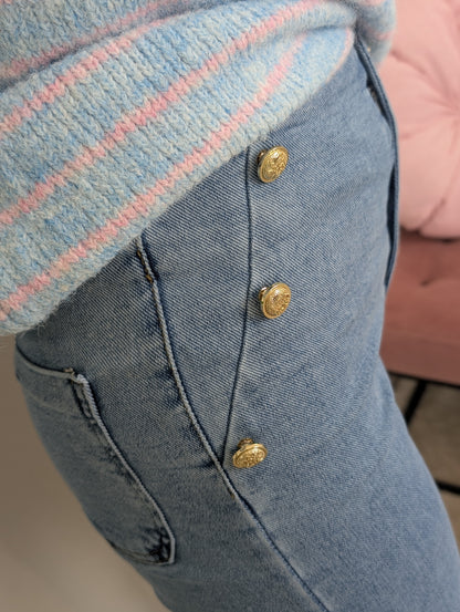 Marine jeans met gouden knopen - Jeans blauw