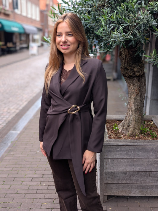 Overslag blazer Yara - Donkerbruin