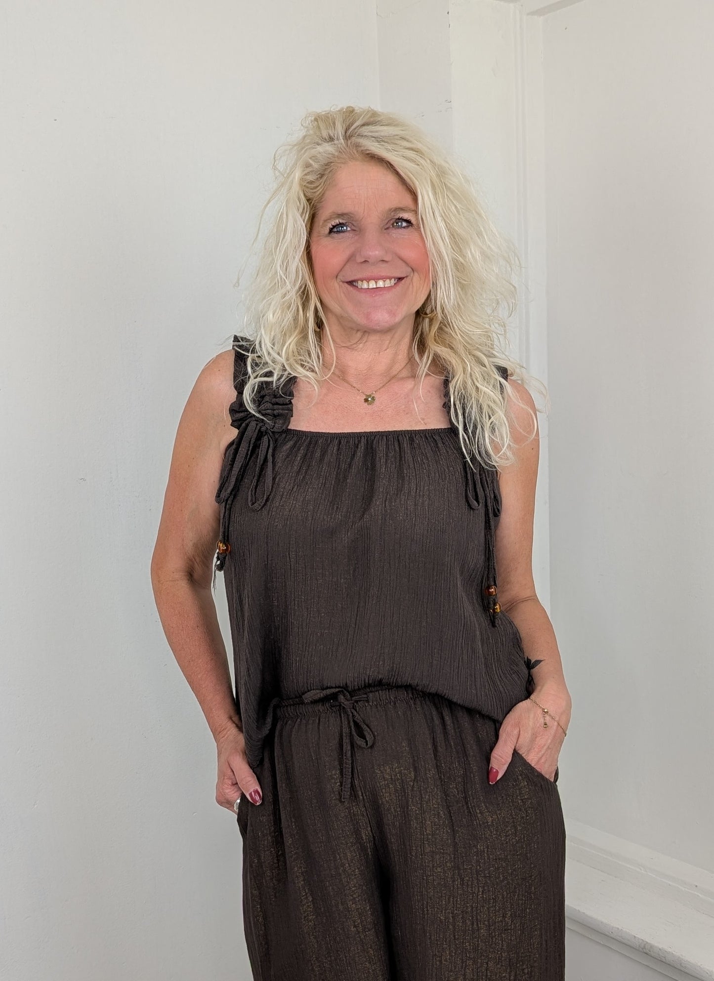 Evening glow boho top - Bruin