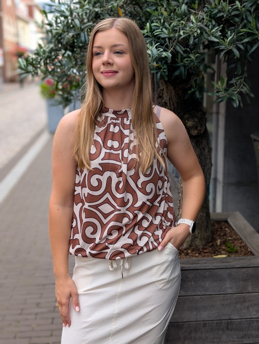 Fay strik top - Camel / creme