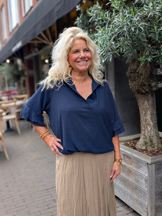 Suzy blouse ruffle - Donkerblauw