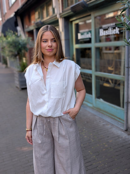 Bo top met elastiek onderin - Wit