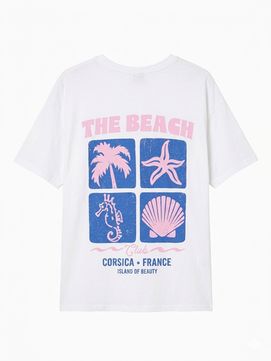 T-shirt The beach club Corsica - Wit