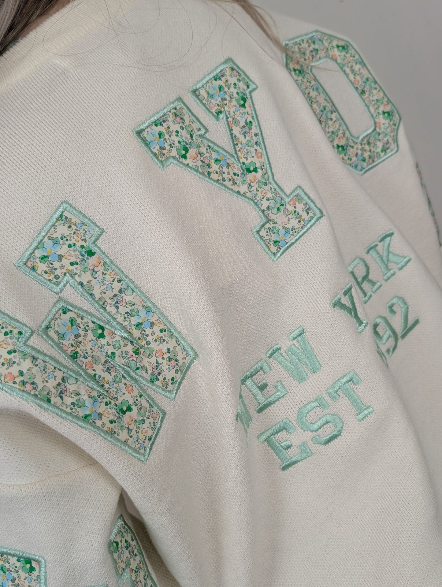New York flower sweater - Ecru/Groen