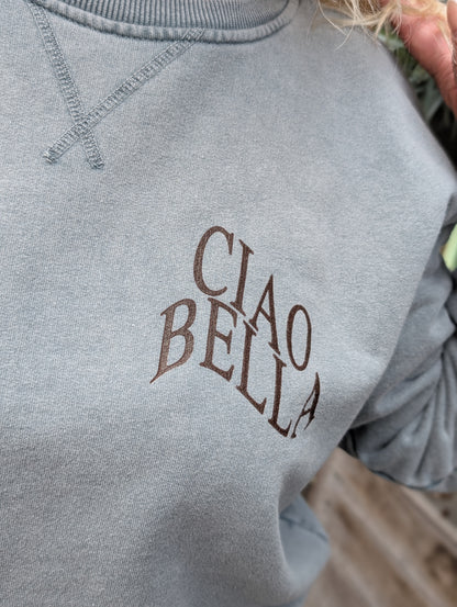 Ciao Bella Sweater - Washed Grey/Pink