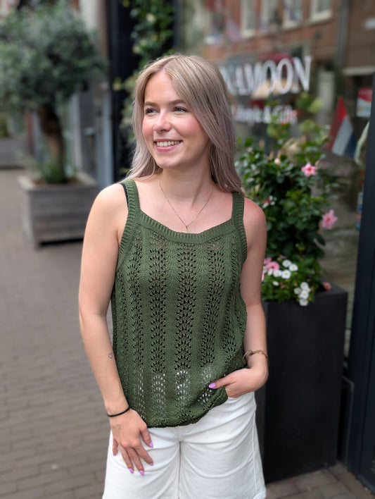 Ajour gebreide top Liz - Groen