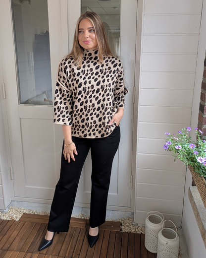 Panter print trui Rianne - Beige