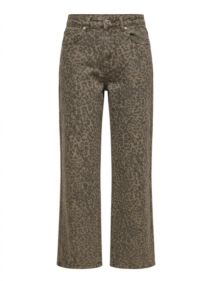 Laulia panter motief wide leg - Bruin