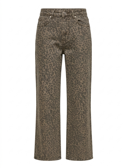 Laulia panter motief wide leg - Bruin