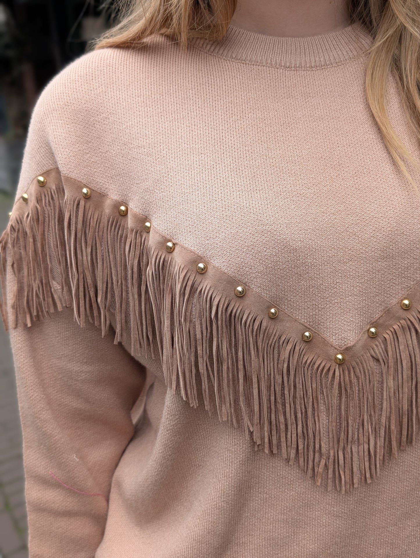 Western sweater franjes - Camel