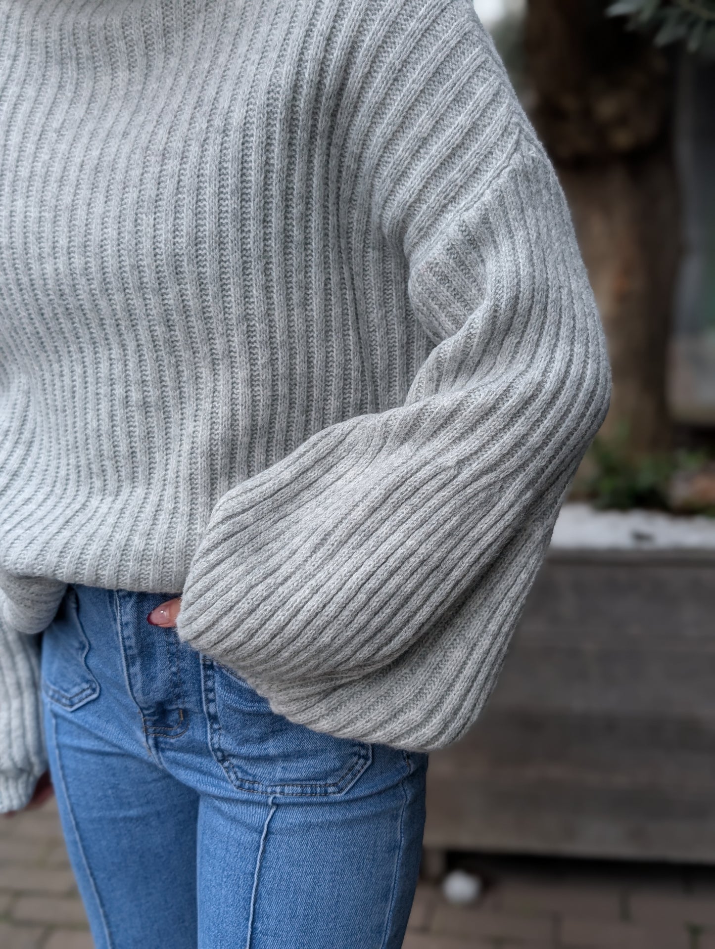 Trui Eefje ballonmouw - Lichtgrijs