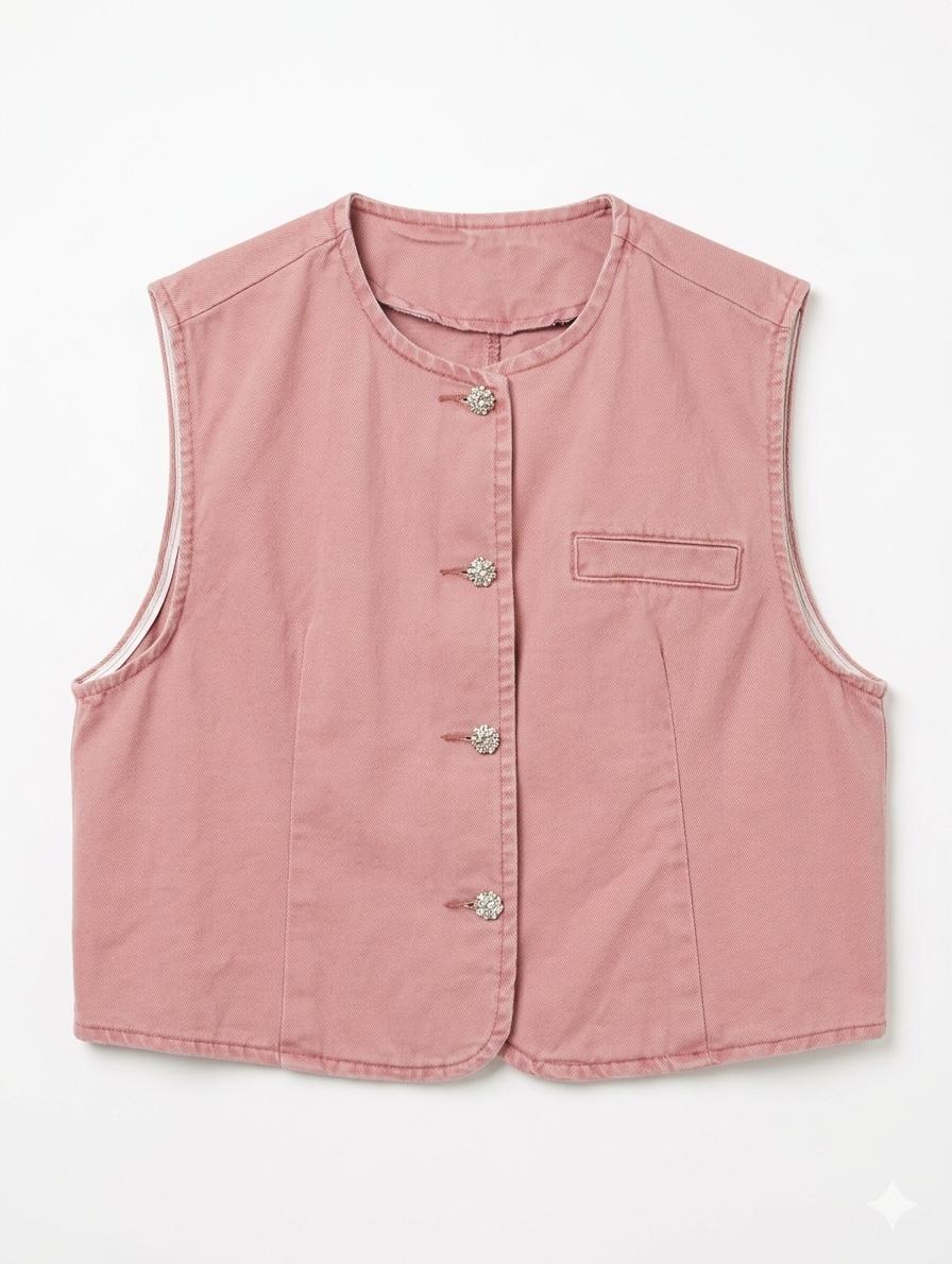 Roza Relaxed Gilet - Oud roze