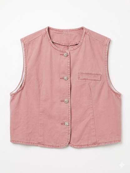 Roza Relaxed Gilet - Oud roze