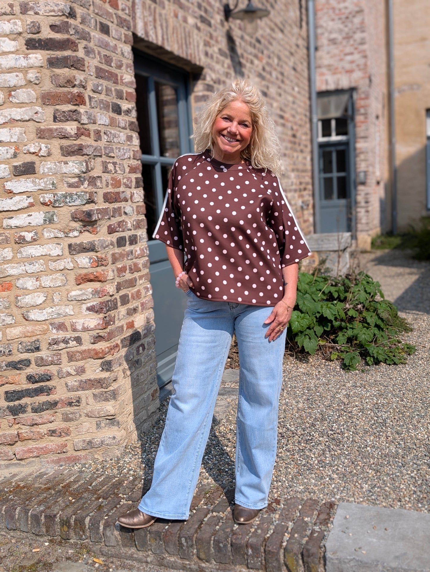 Polka Sporty Tee - Bruin/Lichtroze