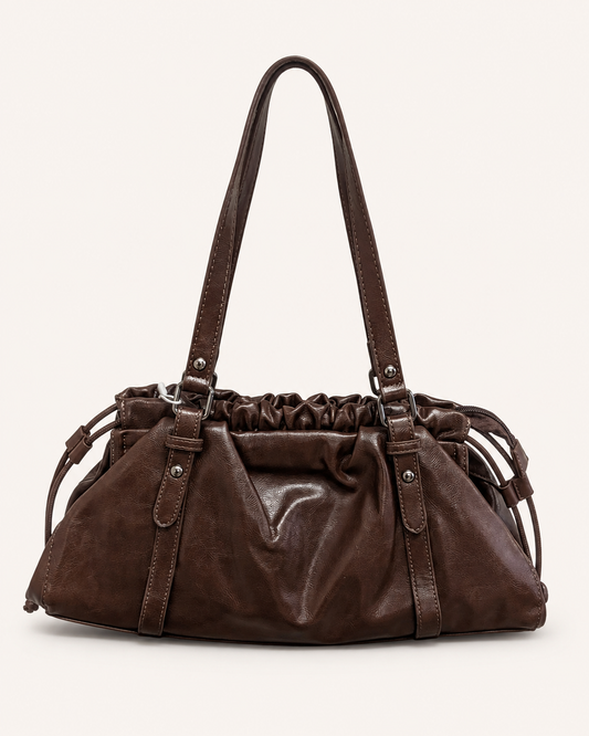 Romy Ruched Bag - Brown