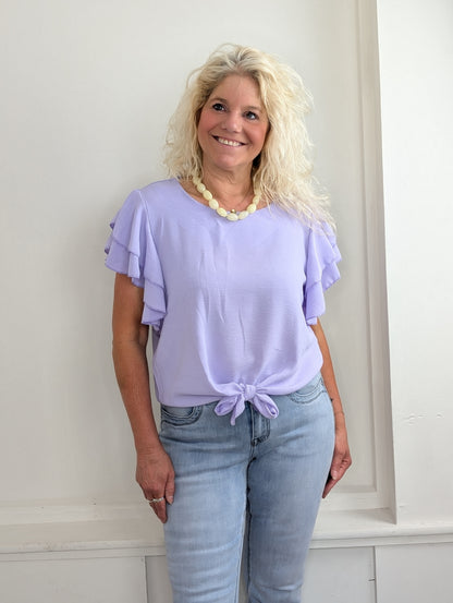 Ruffle strik top - Lila