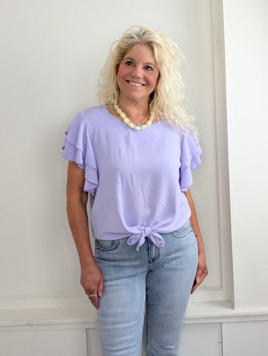 Ruffle strik top - Lila