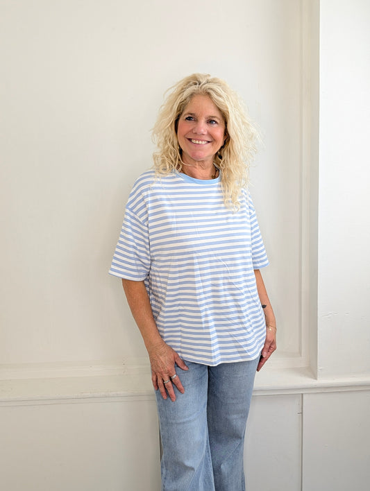 Gestreept shirt Isa - Licht blauw/ wit